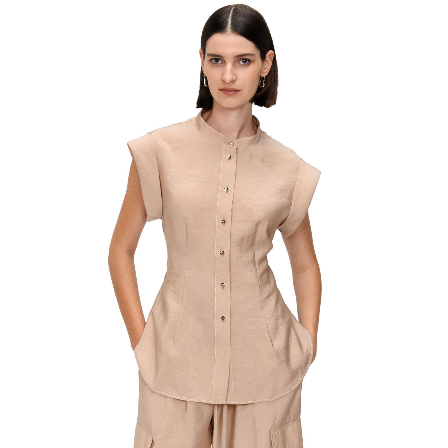 Veronika Maine Washed Tencel Tie Back Shirt